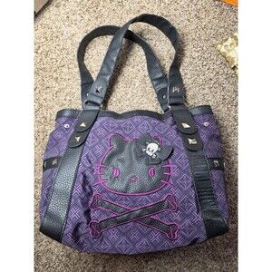 Hello Kitty Skull Studded Shoulder Bag Purple Black Gothic Medieval